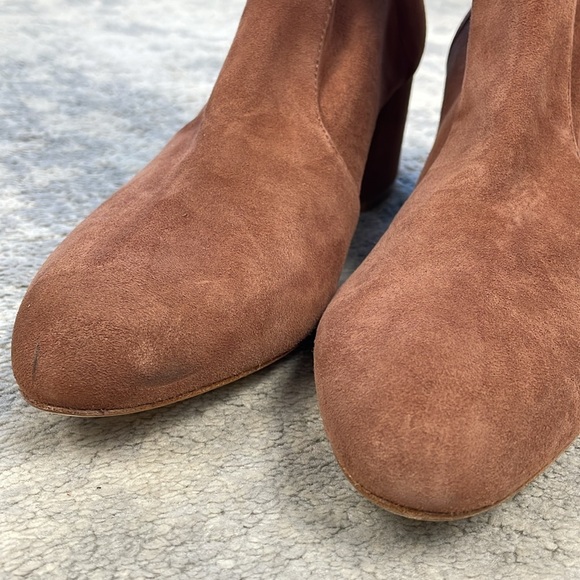 SOLD - New Stuart Weitzman Flareland Suede Over The Knee Boots Tan Sz 8 - Picture 5 of 14